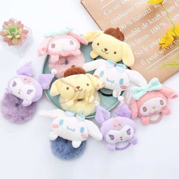 IWS IKAT RAMBUT KARAKTER SANRIO BONEKA PLUSH DOLL ANAK/SKRUNCHIE RAMBUT BONEKA SANRIO - Image 5