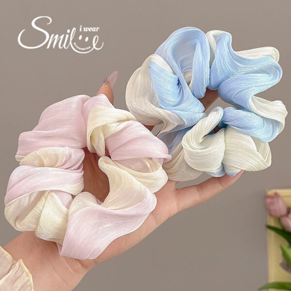 IWS IKAT RAMBUT SKRUNCHIE BAHAN SATIN WARNA GRADIENT CANTIK KUALITAS BAGUS GAYA KOREA - Image 2